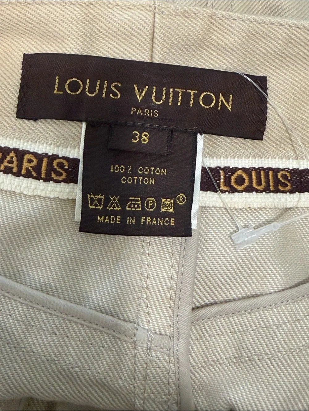 Louis Vuitton Beige Midi Pencil Skirt with Front Zip